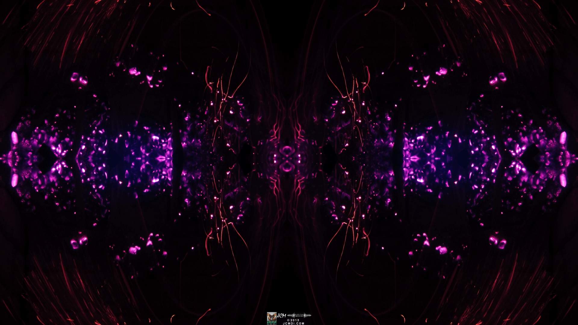 Quadroscopic art made from a still image � Fireplace coals and firefall